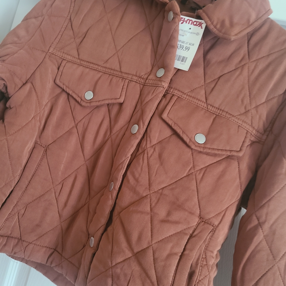 Blank NYC Quilted Puffer Jacket in Rust